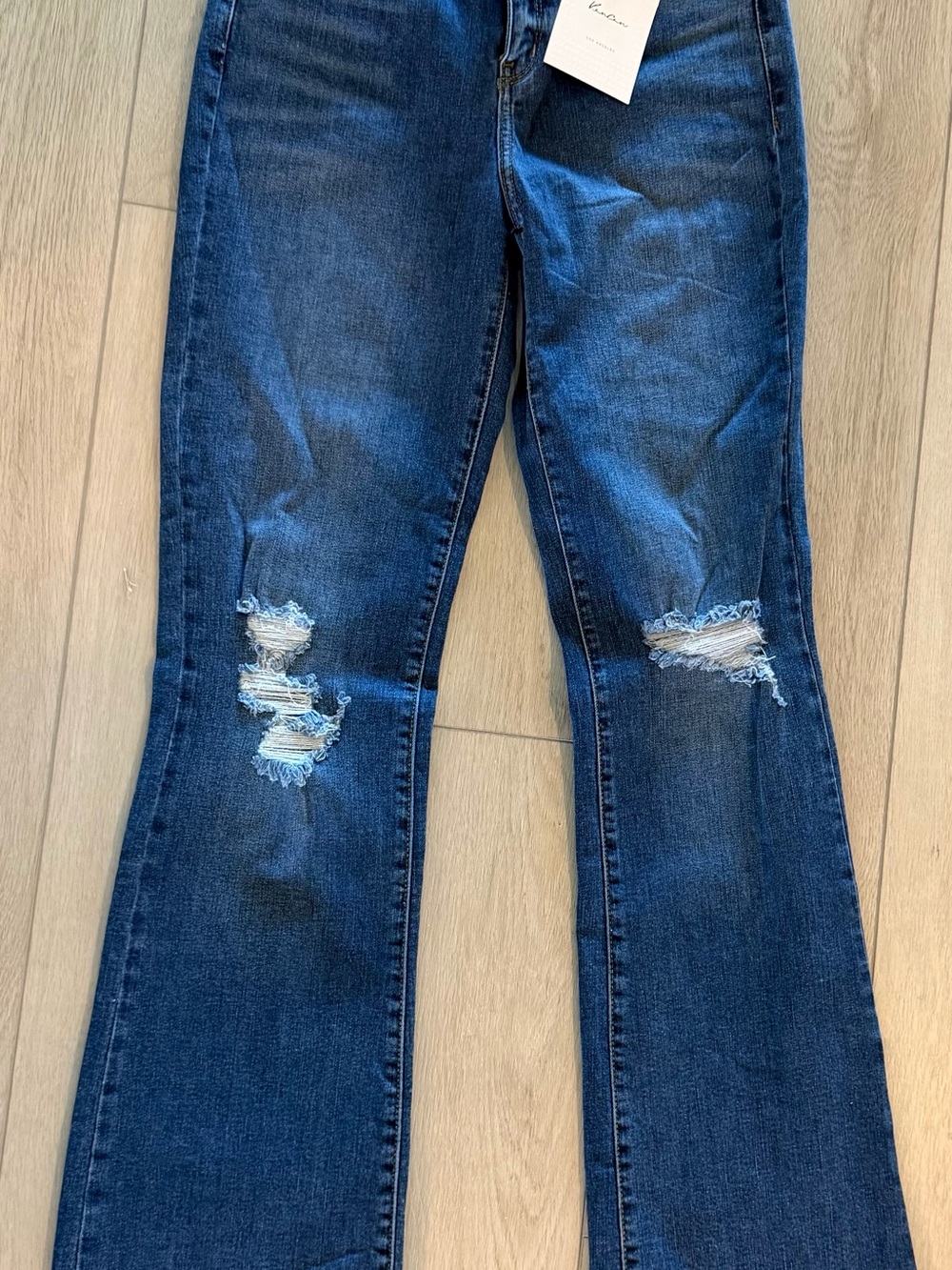 KanCan Dark Blue Distressed Flare Jeans